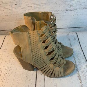 Chunky heel strappy open toed sandal women's shoes
